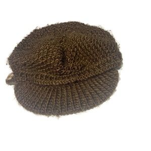 Brown beret knit hat
